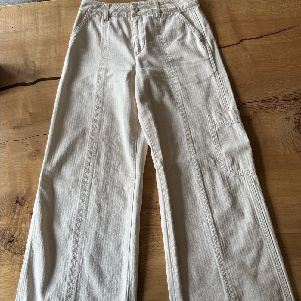 ME+EM Cream Boot Cut Flare Pants